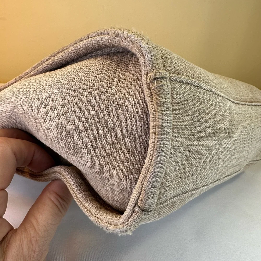 CHANEL CC Deauville Tan Canvas Small Tote SHW White Lettering COA - Picture 14 of 16